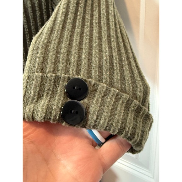 Robbie Bee Olive Green Ribbed Cowl Neck 3/4 Sleeve Dress Small Midi Work Career - Picture 11 of 14